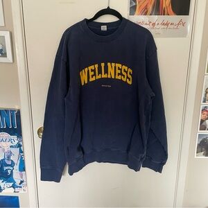 Sporty & Rich Navy Sweatshirt with Yellow Wellness Print